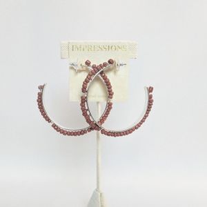 Impressions Brown Beaded Hoop Earrings